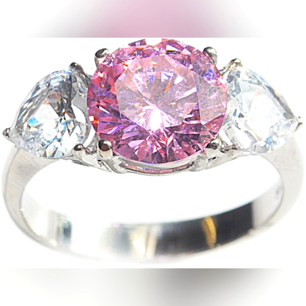 Ah! Jewellery Women's Brilliant Round 9mm Rose And Clear Simulated Diamond Stain